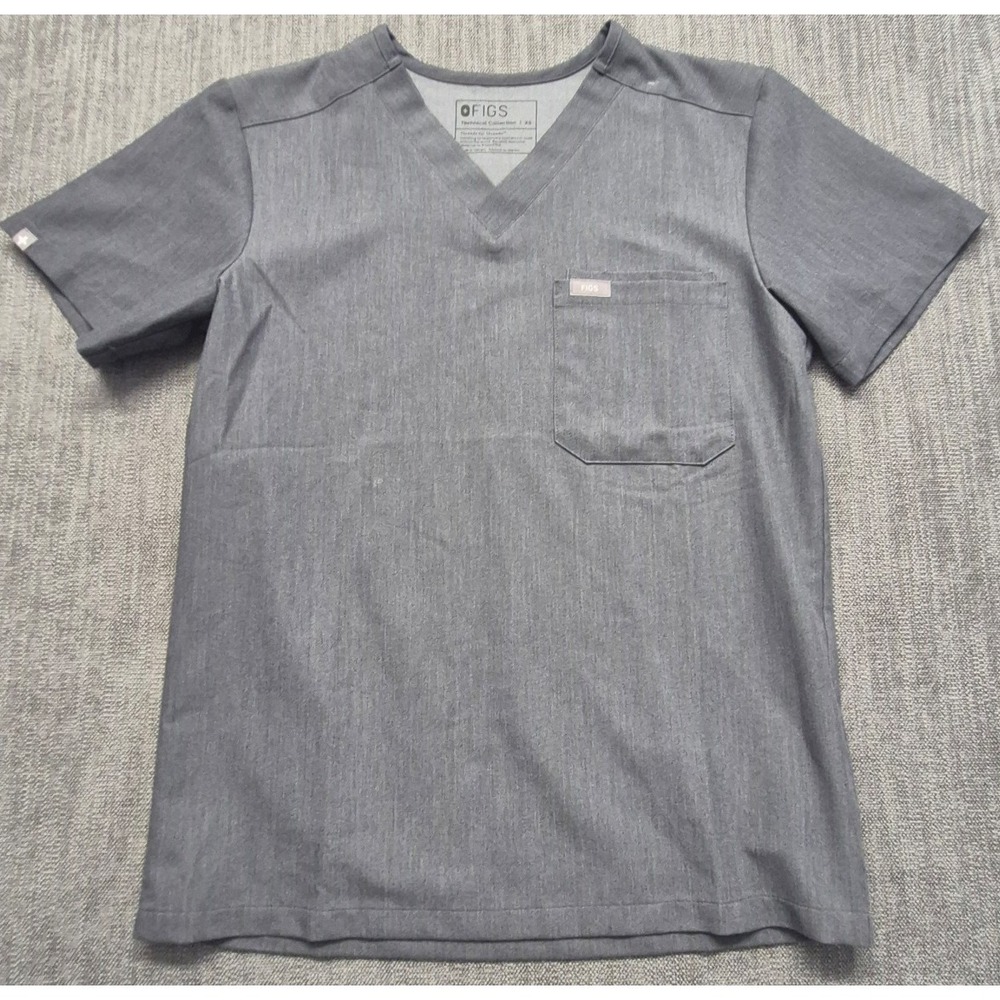 Figs Technical collection women's gray scrub top XS front pocket medical stretch